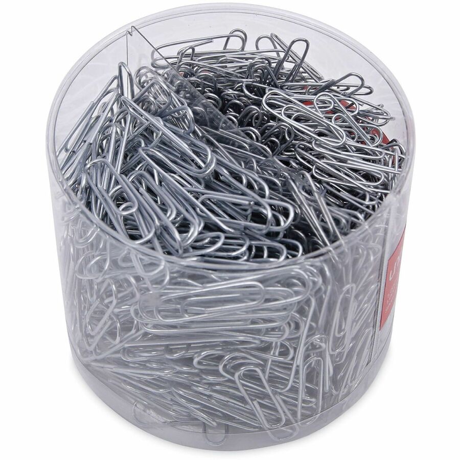 Image of Universal UNV21001 Paper Clip, Assorted Sizes, 2" L x 0.5" Width, Silver, Plastic, Steel Wire, 1000 / Pack