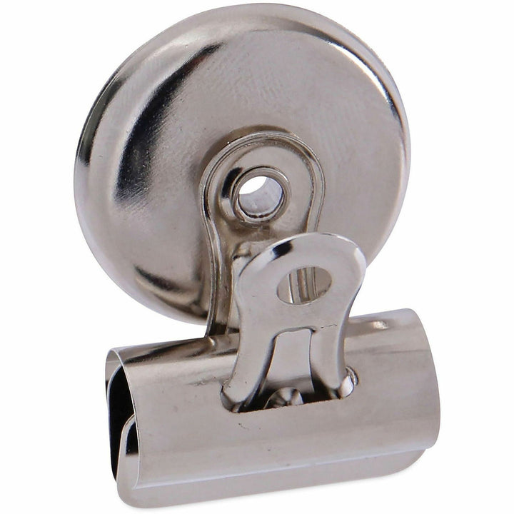 Image of Universal UNV31260 Bulldog Magnetic Clips, Small, Nickel, 18/Pack, Small, 1.2" Width, 0.25" Size Capacity, Nickel, Nickel Plated Steel, 18 / Pack