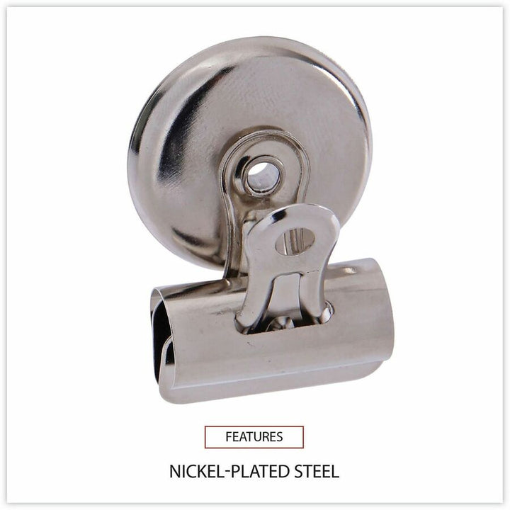 Image of Universal UNV31260 Bulldog Magnetic Clips, Small, Nickel, 18/Pack, Small, 1.2" Width, 0.25" Size Capacity, Nickel, Nickel Plated Steel, 18 / Pack