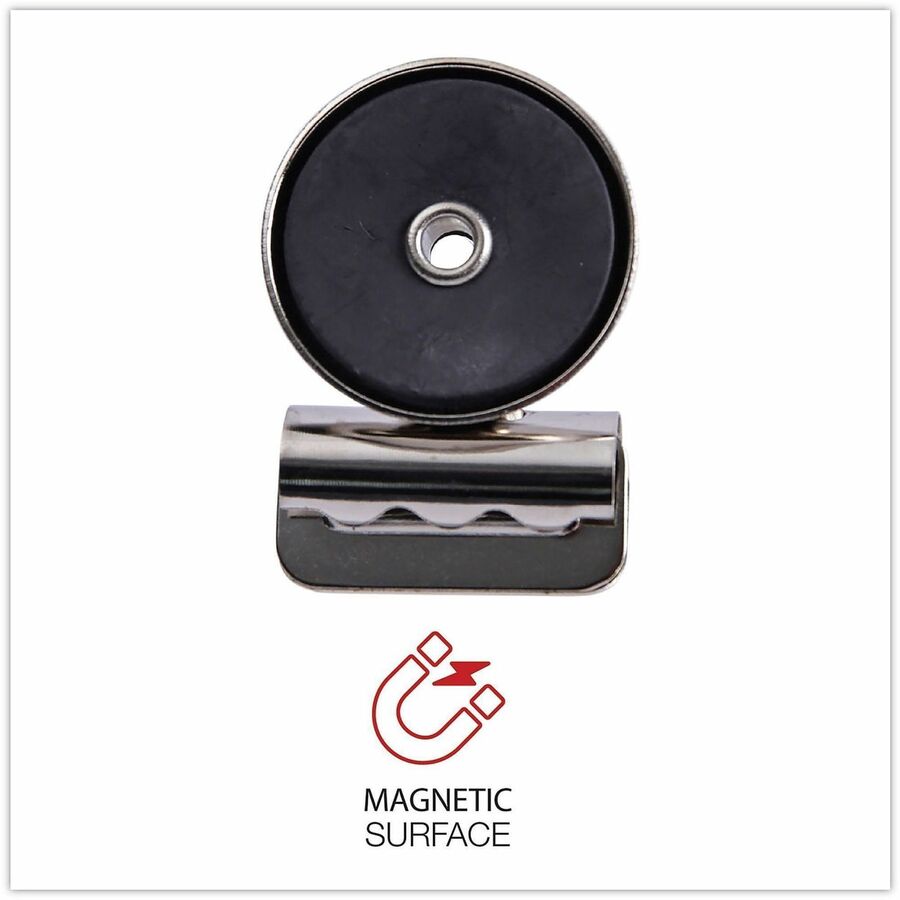 Image of Universal UNV31260 Bulldog Magnetic Clips, Small, Nickel, 18/Pack, Small, 1.2" Width, 0.25" Size Capacity, Nickel, Nickel Plated Steel, 18 / Pack