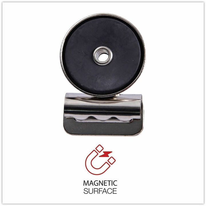 Image of Universal UNV31260 Bulldog Magnetic Clips, Small, Nickel, 18/Pack, Small, 1.2" Width, 0.25" Size Capacity, Nickel, Nickel Plated Steel, 18 / Pack