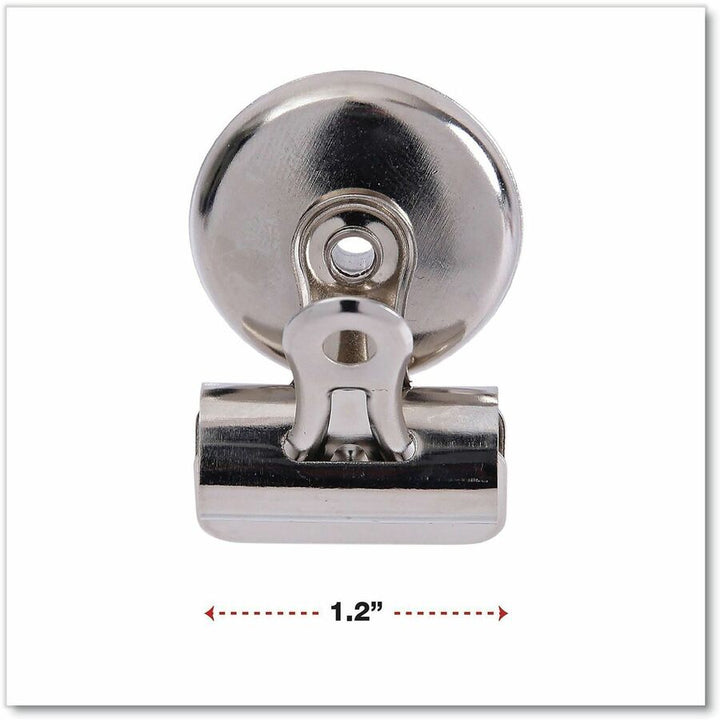 Image of Universal UNV31260 Bulldog Magnetic Clips, Small, Nickel, 18/Pack, Small, 1.2" Width, 0.25" Size Capacity, Nickel, Nickel Plated Steel, 18 / Pack