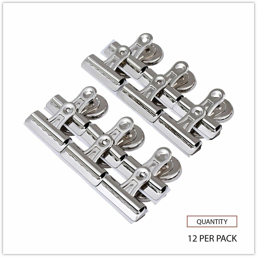 Image of Universal UNV31261 Bulldog Magnetic Clips, Medium, Nickel, 12/Pack