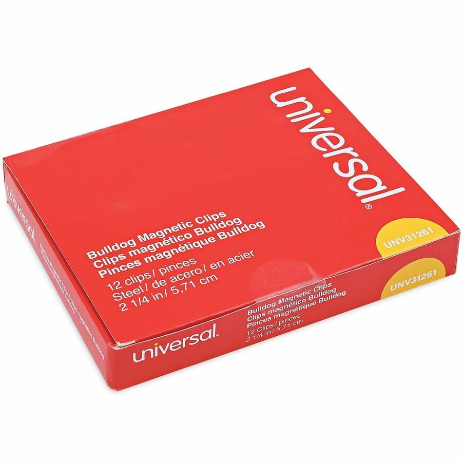 Image of Universal UNV31261 Bulldog Magnetic Clips, Medium, Nickel, 12/Pack