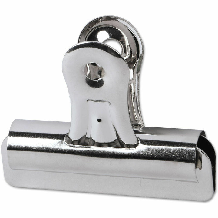 Image of Universal UNV31264 Bulldog Clips, Medium, Nickel, 36/Pack, Medium, 2.3" Width, 0.50" Size Capacity, Nickel, Nickel Plated Steel, 36 / Pack