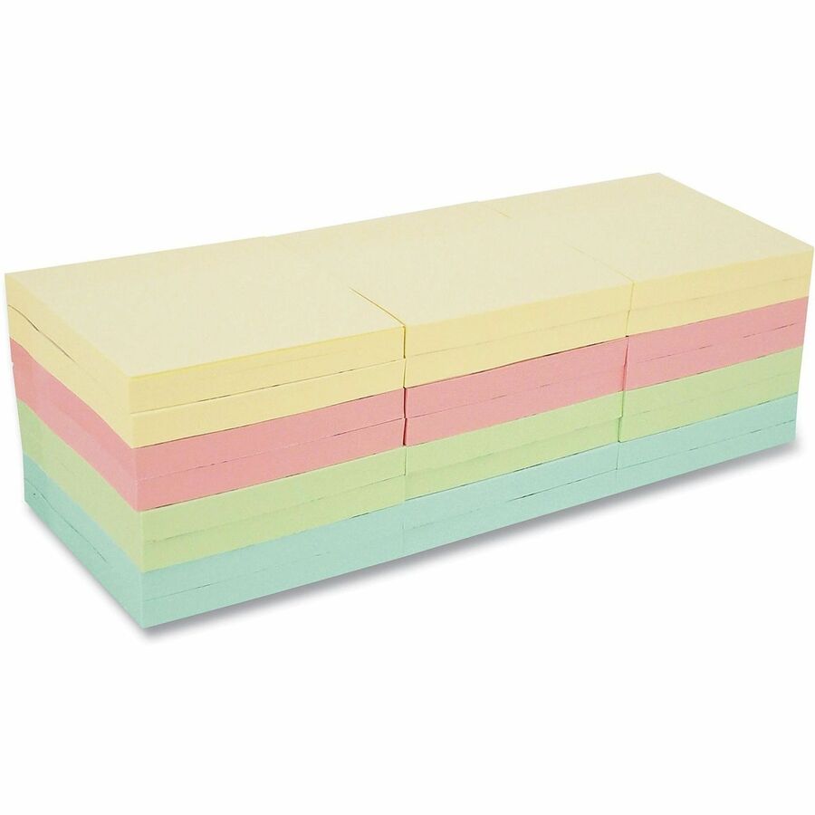 Image of Universal UNV35695 Notepad, 90 Sheets, 3" x 3" Sheet Size, Assorted Pastel Paper, Paper Cover, 24 / Pack