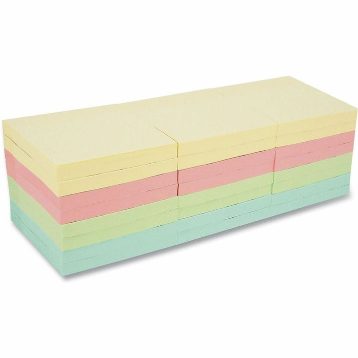 Image of Universal UNV35695 Notepad, 90 Sheets, 3" x 3" Sheet Size, Assorted Pastel Paper, Paper Cover, 24 / Pack