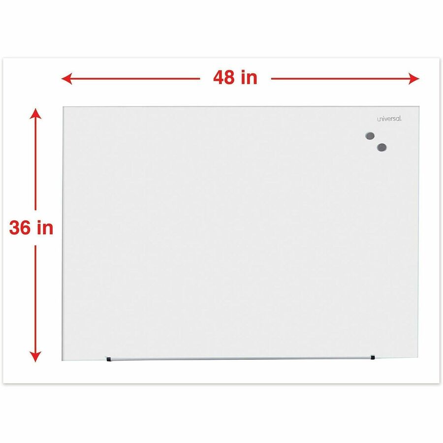 Image of Universal UNV43203 Frameless Magnetic Glass Marker Board, 48" x 36" , White Surface