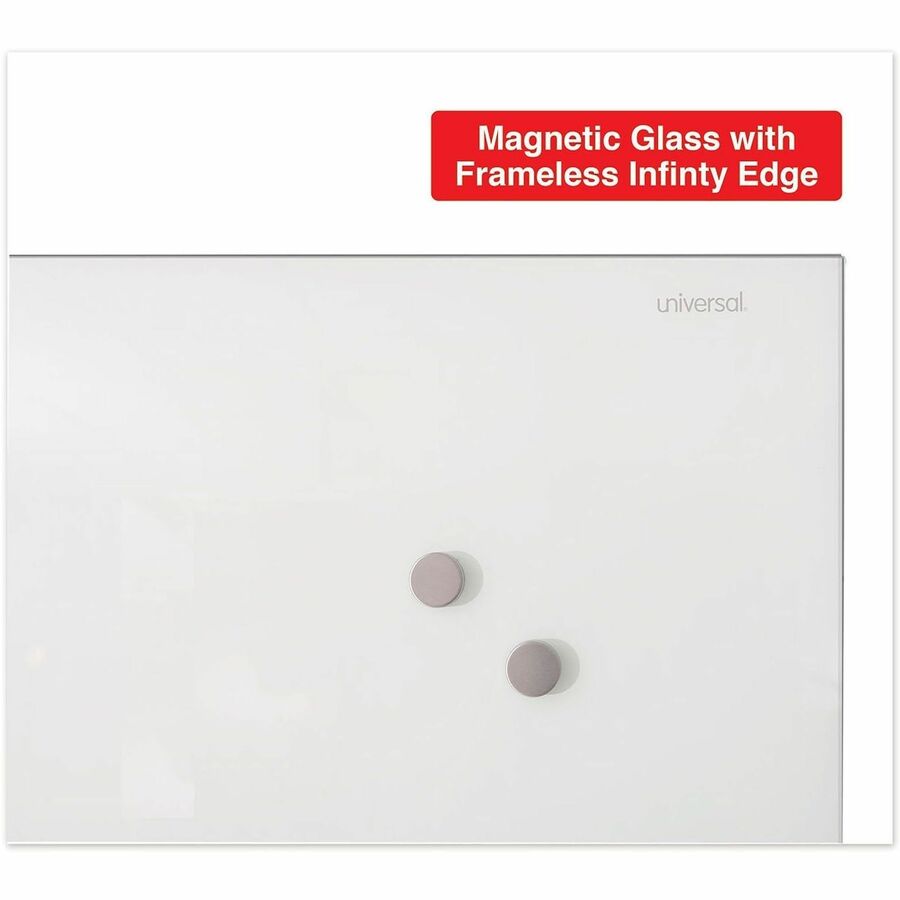 Image of Universal UNV43203 Frameless Magnetic Glass Marker Board, 48" x 36" , White Surface