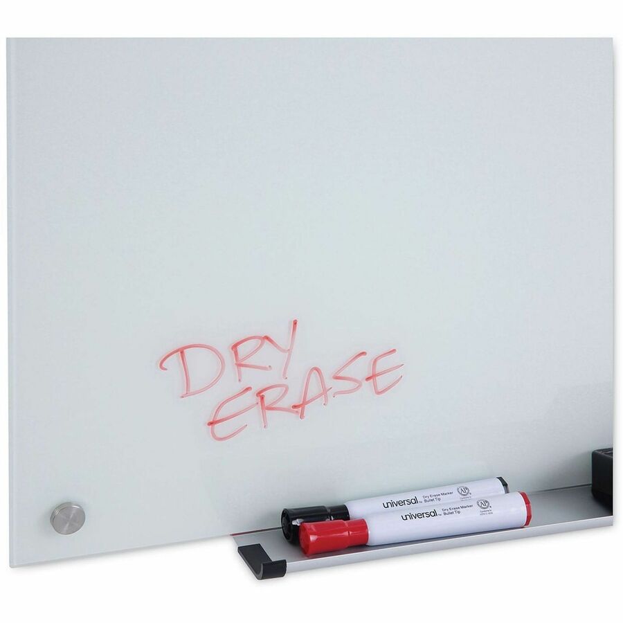 Image of Universal UNV43232 Frameless Glass Marker Board, 36" x 24" , White Surface, 36" (3 ft) Width x 24" (2 ft) Height, White Glass Surface, 1 Each