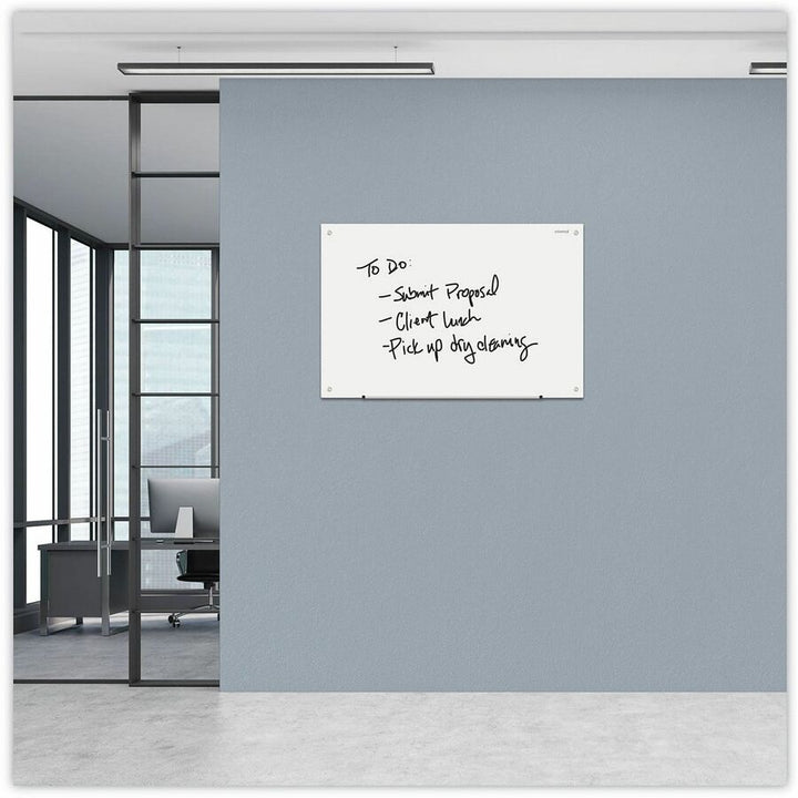 Image of Universal UNV43232 Frameless Glass Marker Board, 36" x 24" , White Surface, 36" (3 ft) Width x 24" (2 ft) Height, White Glass Surface, 1 Each