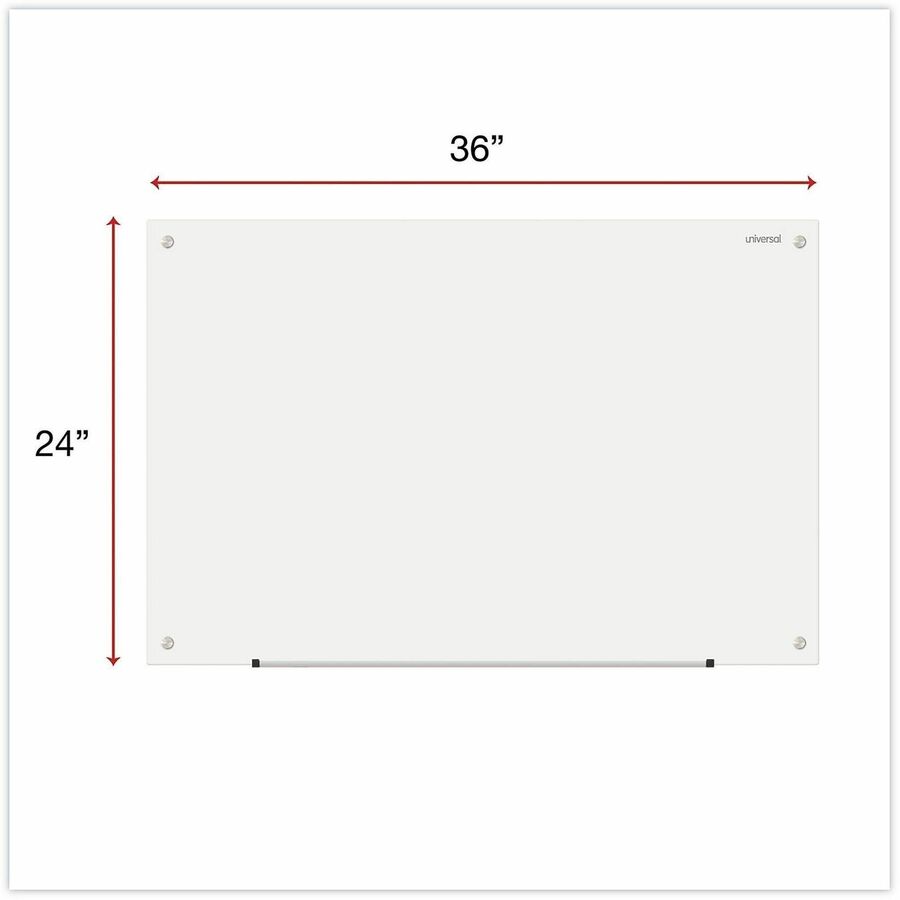Image of Universal UNV43232 Frameless Glass Marker Board, 36" x 24" , White Surface, 36" (3 ft) Width x 24" (2 ft) Height, White Glass Surface, 1 Each