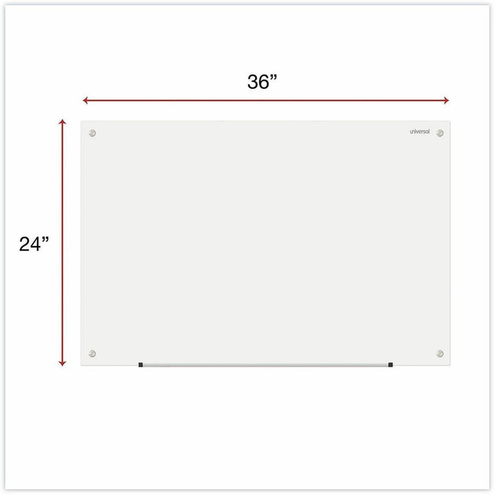Image of Universal UNV43232 Frameless Glass Marker Board, 36" x 24" , White Surface, 36" (3 ft) Width x 24" (2 ft) Height, White Glass Surface, 1 Each