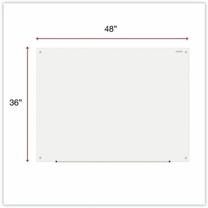 Image of Universal UNV43233 Frameless Glass Marker Board, 48" x 36" , White Surface, 48" (4 ft) Width x 36" (3 ft) Height, White Glass Surface, 1 Each
