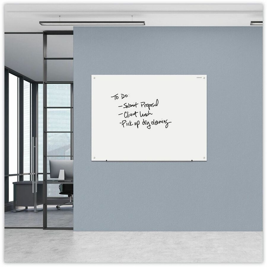 Image of Universal UNV43233 Frameless Glass Marker Board, 48" x 36" , White Surface, 48" (4 ft) Width x 36" (3 ft) Height, White Glass Surface, 1 Each