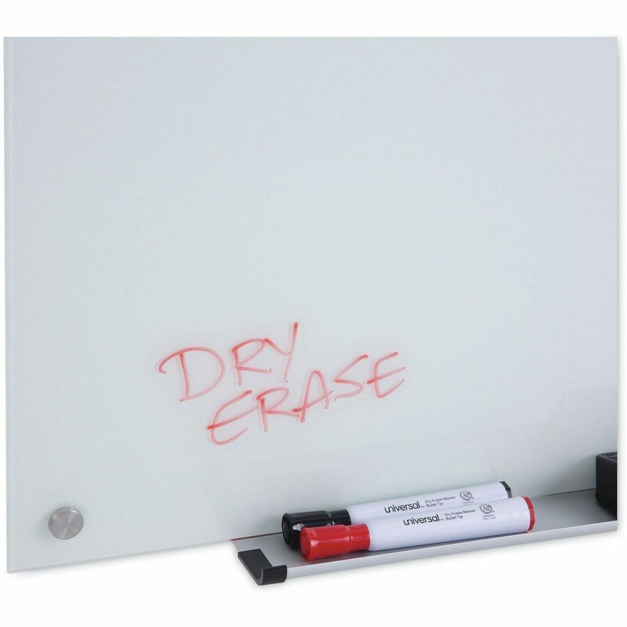 Image of Universal UNV43233 Frameless Glass Marker Board, 48" x 36" , White Surface, 48" (4 ft) Width x 36" (3 ft) Height, White Glass Surface, 1 Each