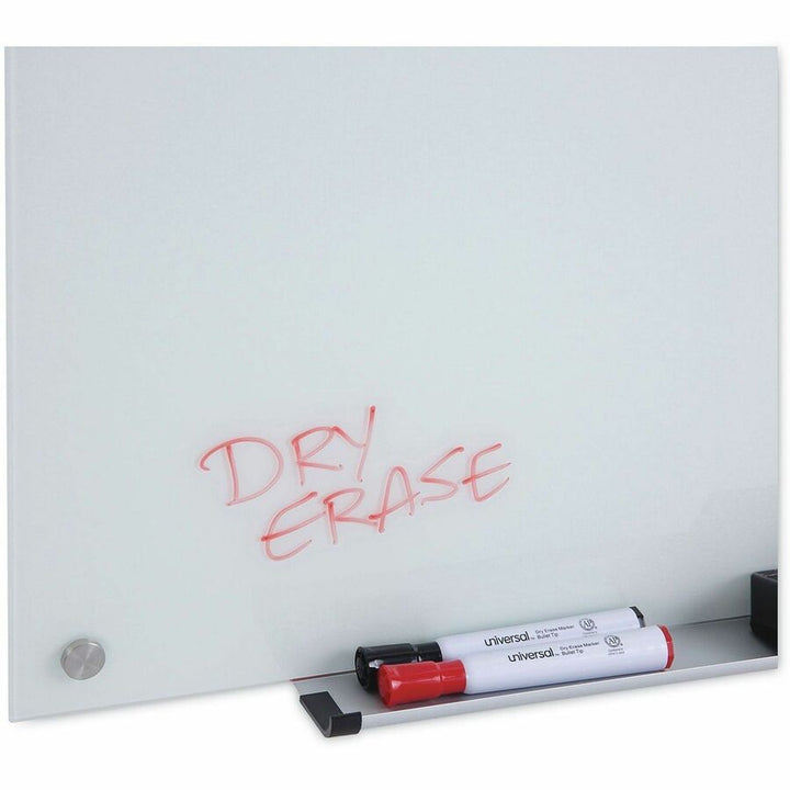 Image of Universal UNV43233 Frameless Glass Marker Board, 48" x 36" , White Surface, 48" (4 ft) Width x 36" (3 ft) Height, White Glass Surface, 1 Each