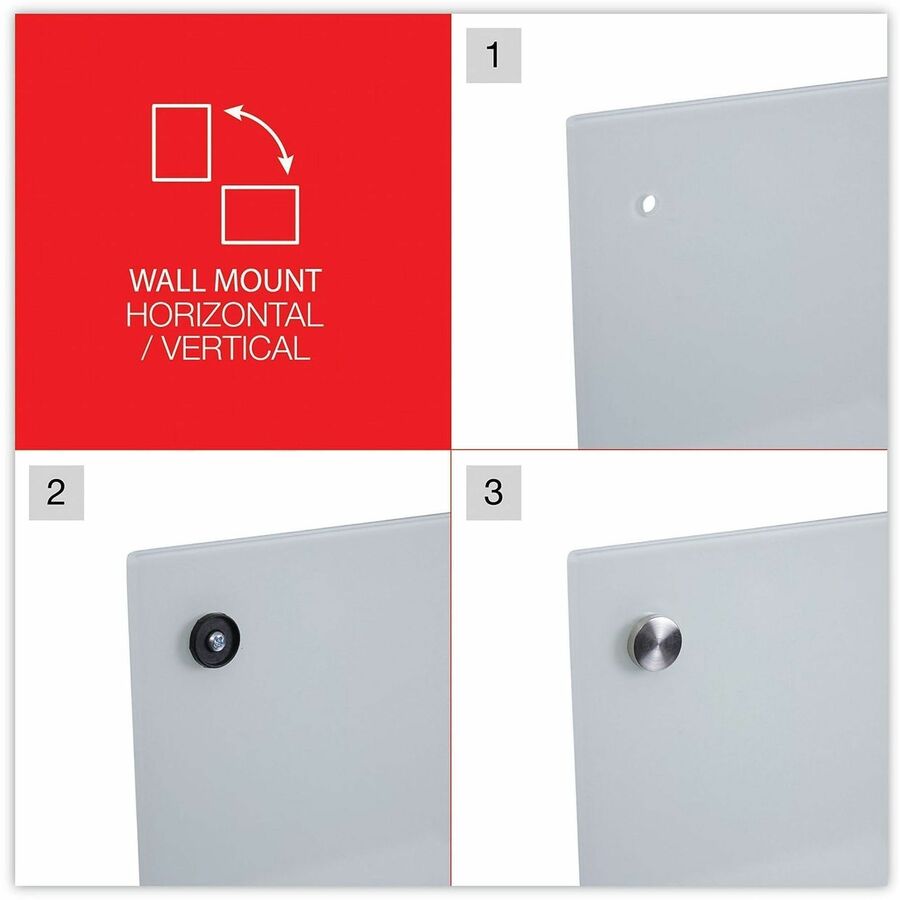 Image of Universal UNV43234 Frameless Glass Marker Board, 72" x 48" , White Surface, 72" (6 ft) Width x 48" (4 ft) Height, White Glass Surface, 1 Each