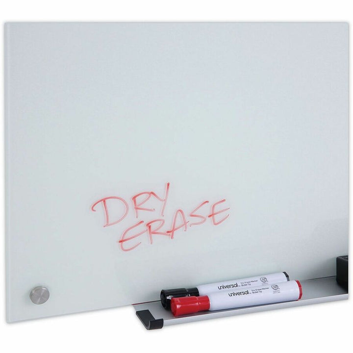 Image of Universal UNV43234 Frameless Glass Marker Board, 72" x 48" , White Surface, 72" (6 ft) Width x 48" (4 ft) Height, White Glass Surface, 1 Each