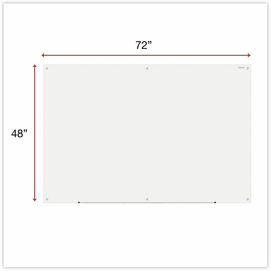 Image of Universal UNV43234 Frameless Glass Marker Board, 72" x 48" , White Surface, 72" (6 ft) Width x 48" (4 ft) Height, White Glass Surface, 1 Each