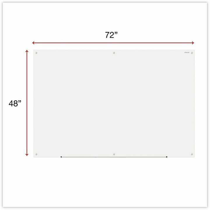 Image of Universal UNV43234 Frameless Glass Marker Board, 72" x 48" , White Surface, 72" (6 ft) Width x 48" (4 ft) Height, White Glass Surface, 1 Each
