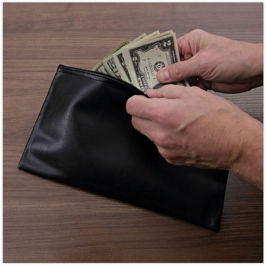 Image of Universal UNV69021 Cash Case, PU Leather Body, 6" H x 11" Width, 2 / Pack