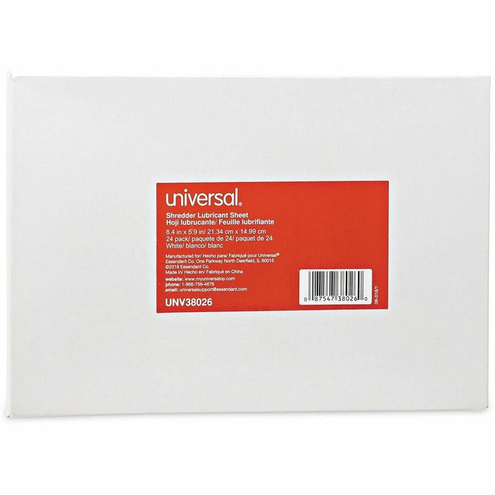 Image of Universal RS-SLS-02 Shredder Lubricant Sheet, Easy to Use, No-mess, White, 24 / Pack