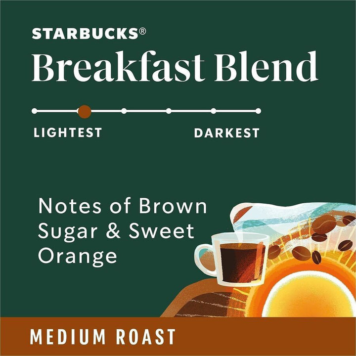 Image of Starbucks 12433992 Breakfast Blend Coffee, Medium, K-Cup, Breakfast Blend, 24 / Box