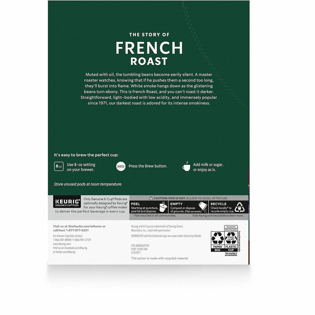 Image of Starbucks 12434813 French Roast Coffee, Dark, K-Cup, French Roast, 24 / Box