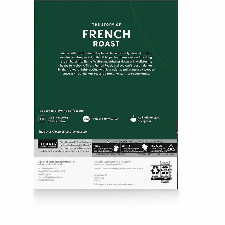 Image of Starbucks 12434813 French Roast Coffee, Dark, K-Cup, French Roast, 24 / Box