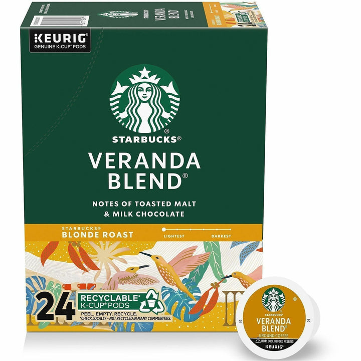 Image of Starbucks® 12434950 Veranda Blend Coffee, Compatible with Drip-coffee Brewer, Blonde, K-Cup, Veranda Blend, 24 / Box