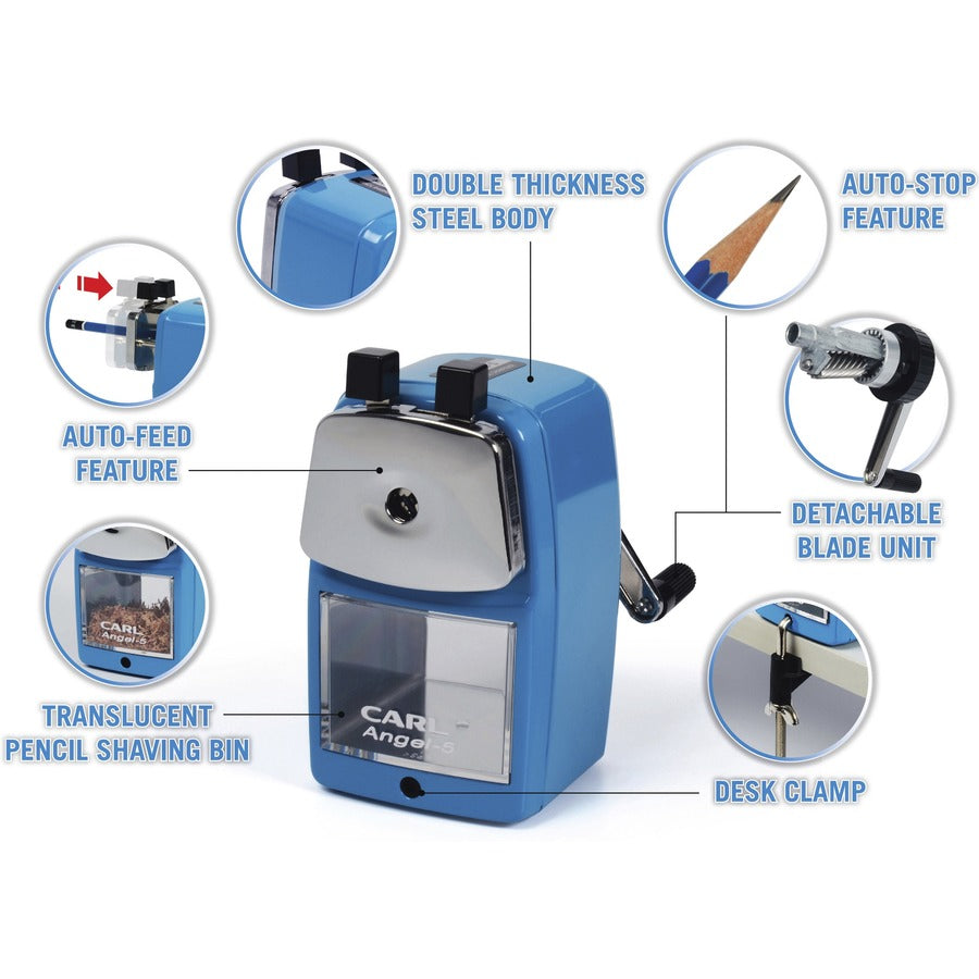 Image of Carl Mfg Pencil Sharpener, Auto Draw, 0.9mm/0.4mm, 2-3/4"x3"x5", BE