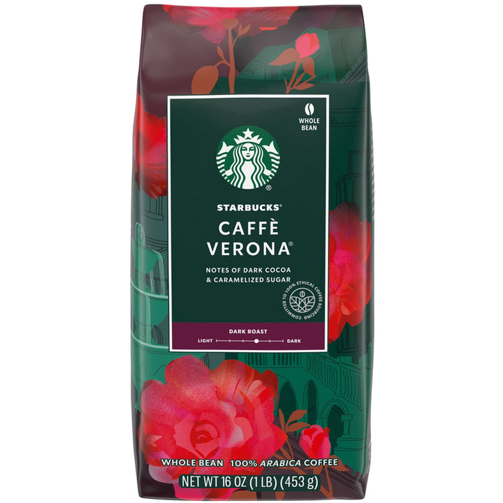 Image of Starbucks 12411949 Caffe Verona Coffee, Dark, 16 oz, Whole Bean, Caffe Verona, 1 Each