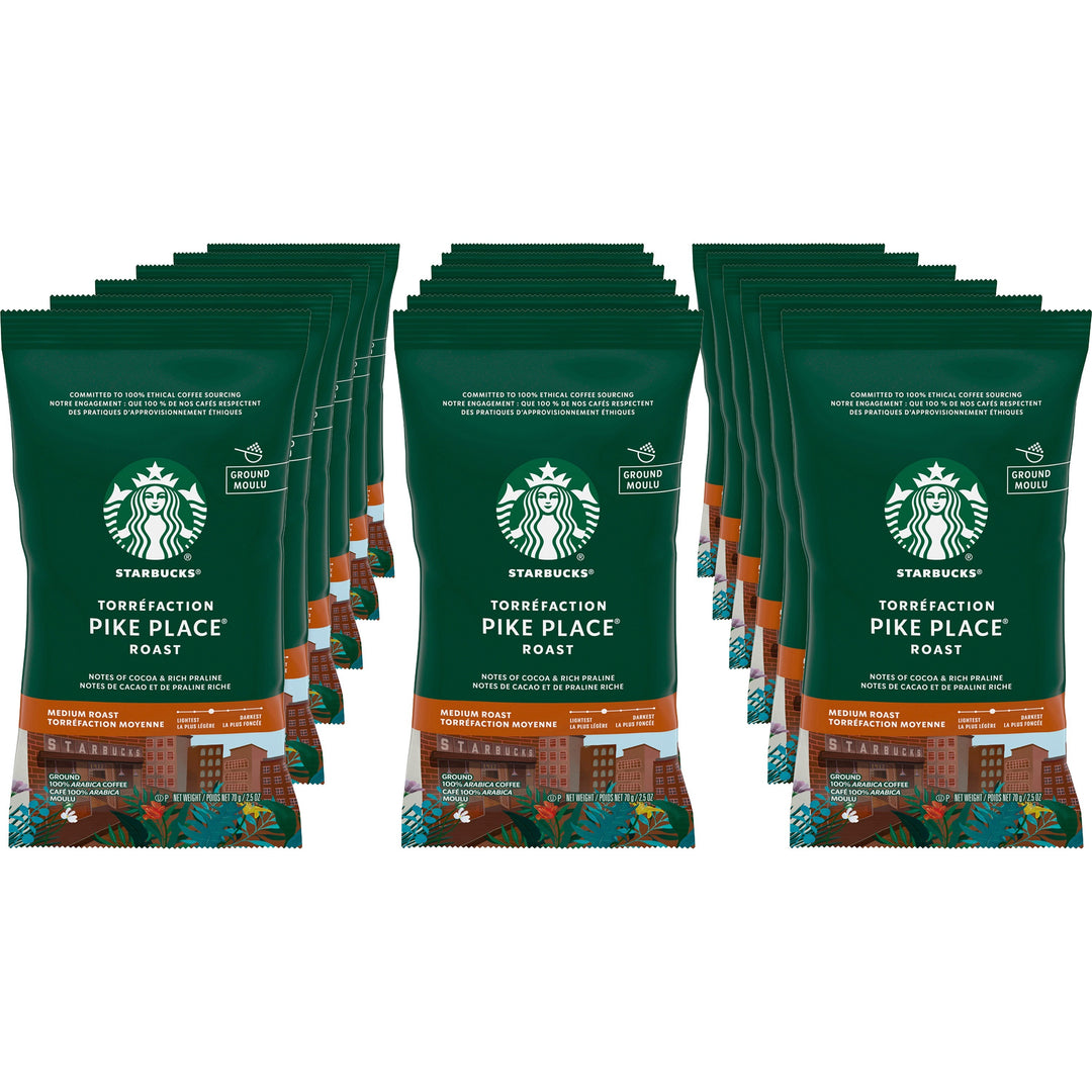 Image of Starbucks 12411960 Pike Place Medium Roast Coffee, Medium, 2.5 oz, Pike Place, 18 / Box