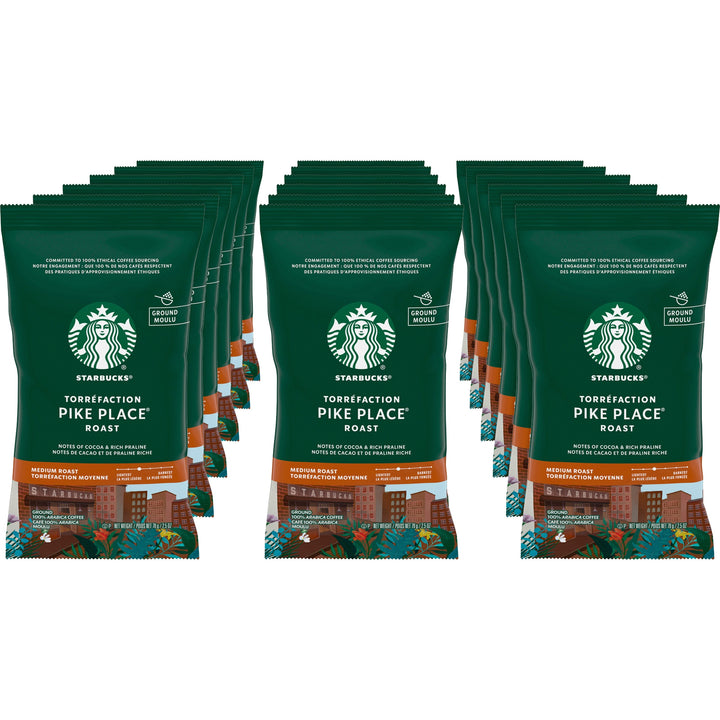 Image of Starbucks 12411960 Pike Place Medium Roast Coffee, Medium, 2.5 oz, Pike Place, 18 / Box