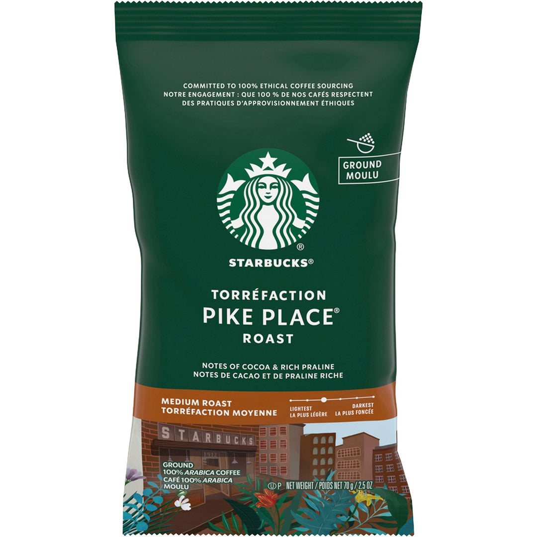 Image of Starbucks 12411960 Pike Place Medium Roast Coffee, Medium, 2.5 oz, Pike Place, 18 / Box