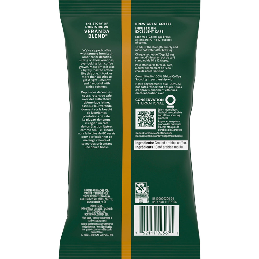 Image of Starbucks® Ground Coffee, Veranda Blend, 2.5oz f/Single Pot,18/BX