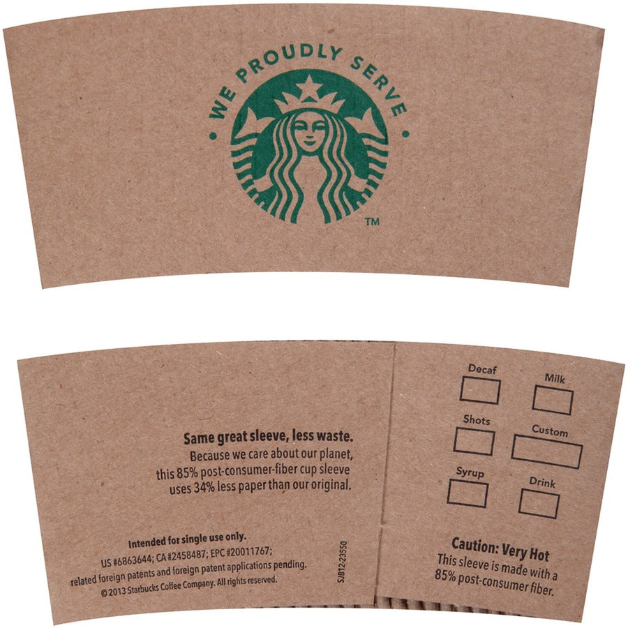 Image of Starbucks® Hot Cup Sleeves, 1380/CT, Brown/We Proudly Serve