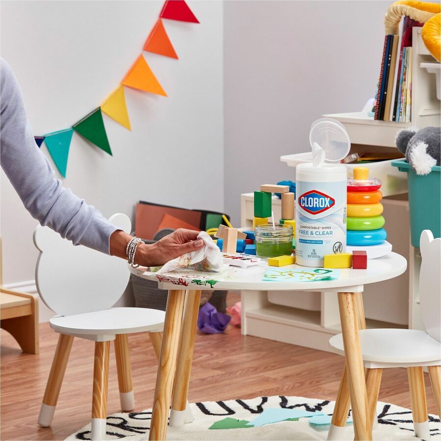 Image of Clorox® Wipes, Free&Clear, 75 Wipes, 4-1/4"x4-1/4"x8-3/10", White