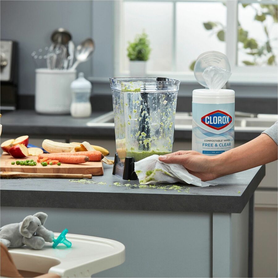 Image of Clorox® Wipes, Free&Clear, 75 Wipes, 4-1/4"x4-1/4"x8-3/10", White