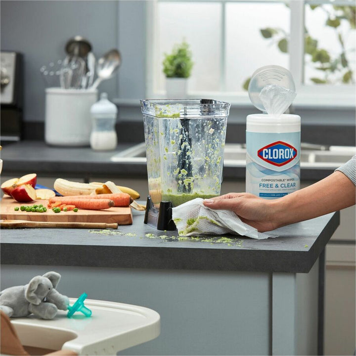 Image of Clorox® Wipes, Free&Clear, 75 Wipes, 4-1/4"x4-1/4"x8-3/10", White