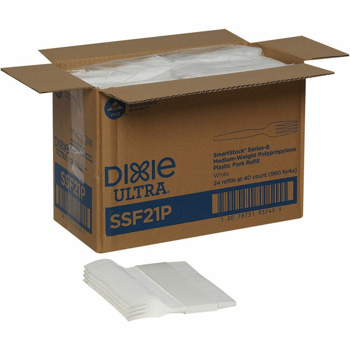 Image of Dixie® Forks,SmartStock,Polypropylene,40/PK,24PK/CT,White