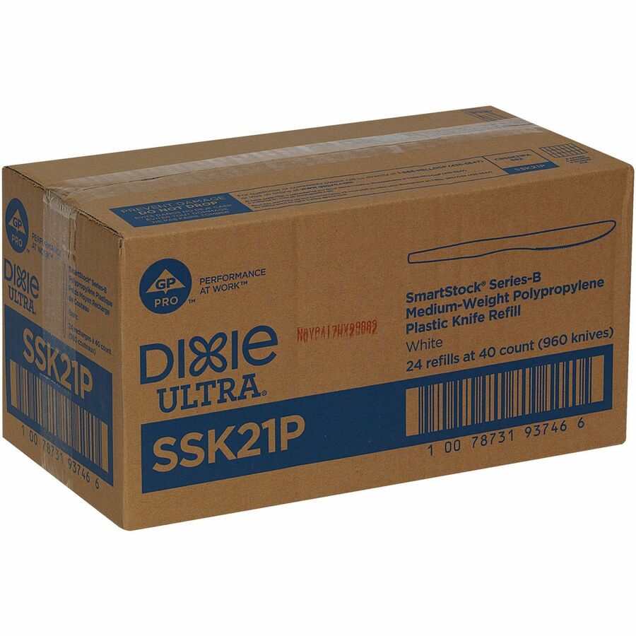 Image of Dixie® Knives,SmartStock,Polypropylene,40/PK,24PK/CT,White