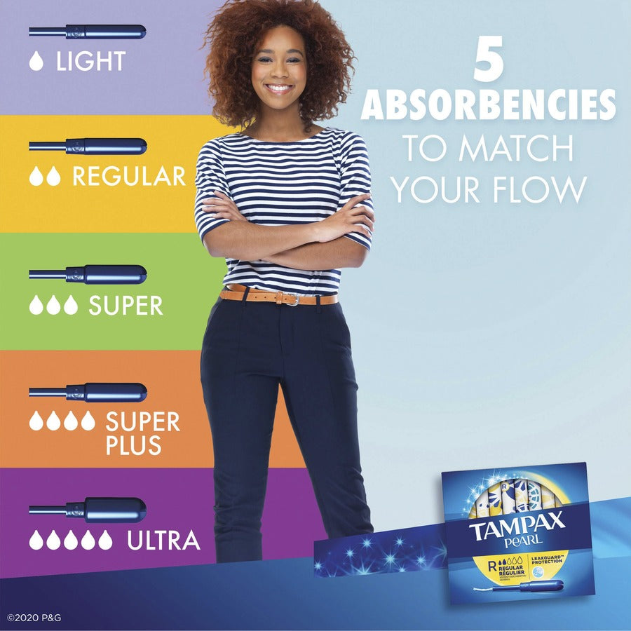 Image of Tampax 71127 Pearl Regular Tampons, Regular, Plastic Applicator, Comfortable, Anti-leak, Unscented, 1 Box
