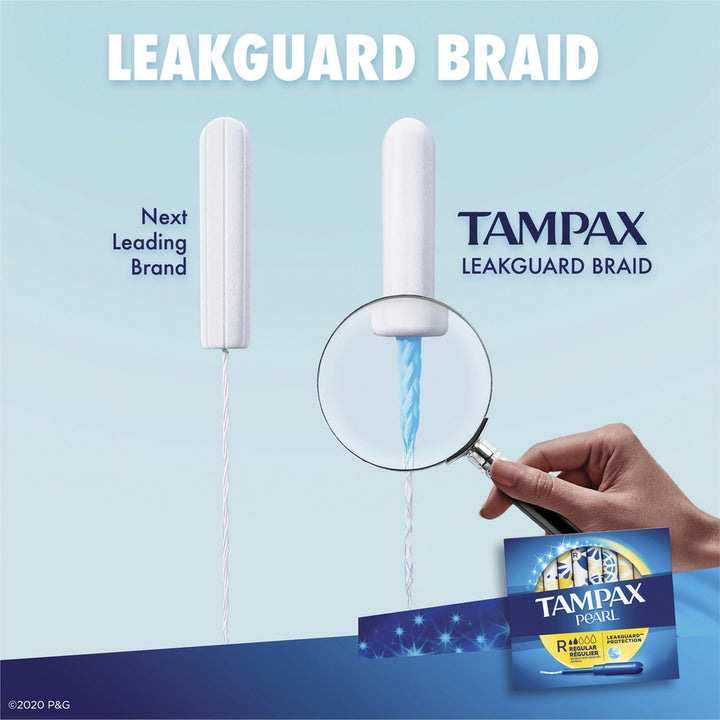Image of Tampax 71127 Pearl Regular Tampons, Regular, Plastic Applicator, Comfortable, Anti-leak, Unscented, 1 Box