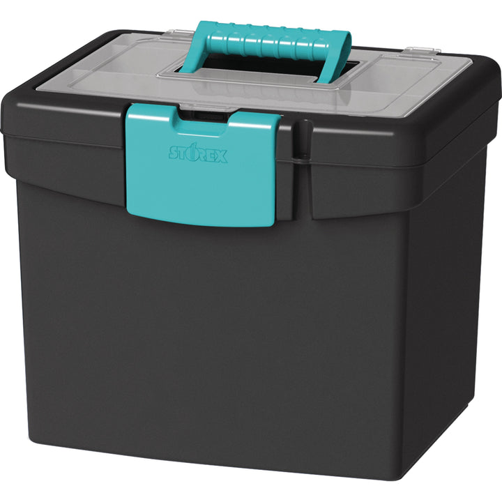 Image of Storex File Storage Box, 10-9/10"Wx13-1/4"Dx11"H, Black/Teal