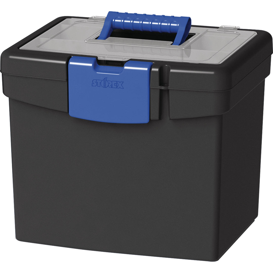 Image of Storex File Storage Box, 13-1/4"x10-7/8"x11", Black/Blue