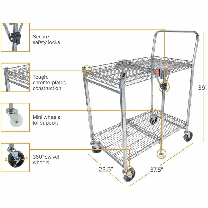 Image of Bostitch® Utility Cart, Folding, 37-1/2"Wx23-1/2"Lx39"H, Chrome