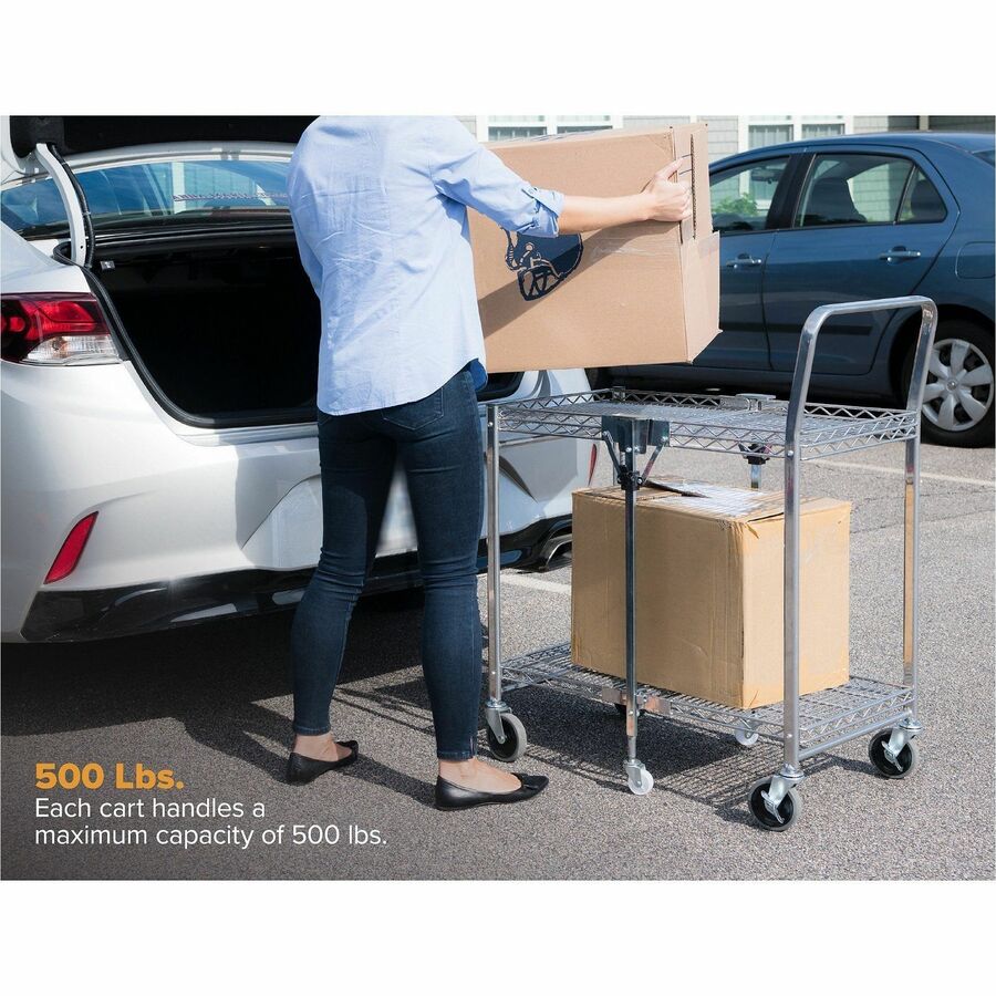 Image of Bostitch® Utility Cart, Folding, 37-1/2"Wx23-1/2"Lx39"H, Chrome