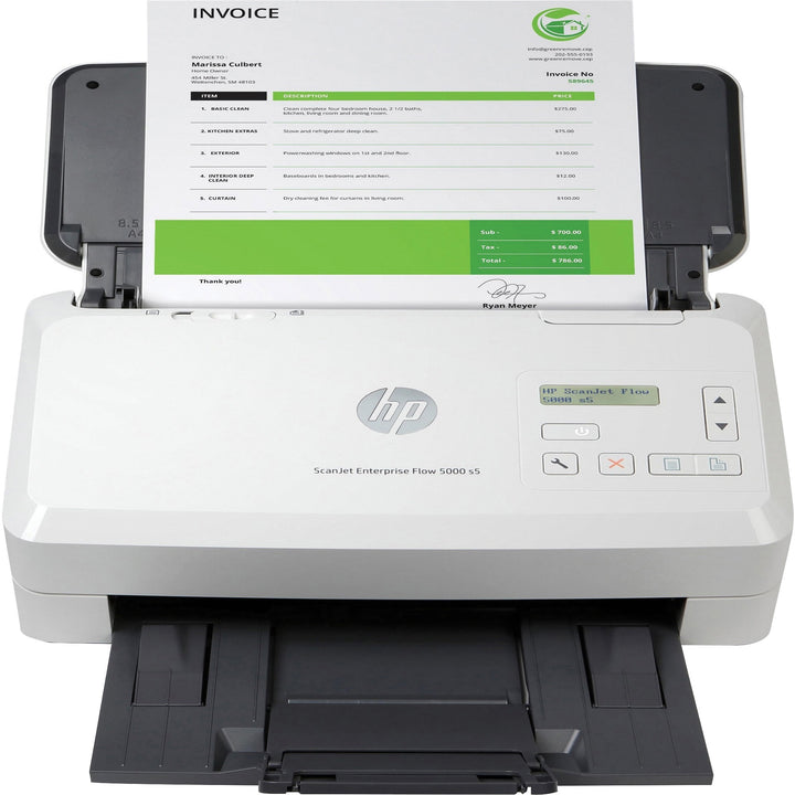 Image of Hewlett-Packard Scanner, Flow 5000, 12-1/5"Wx7-4/5"Dx7-1/2"H, Black